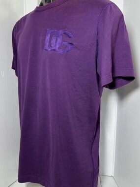 Dolce & Gabbana Purple Embroidered DG Logo Tee Shirt IT 56 / XL/XXL Italy